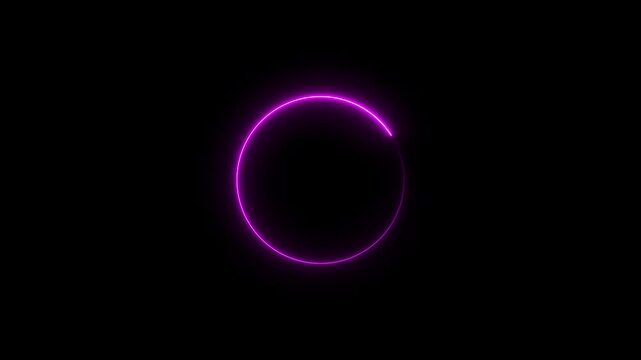 Glowing neon circle animation,Glowing neon purple circle loading video animation, circle neon on black background 4k video footage.