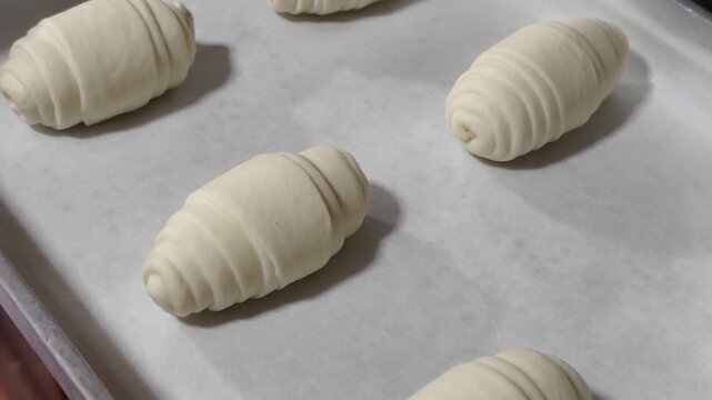 Raw bread dough in the mold ready for baking