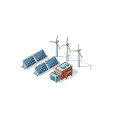 Renewable energy production infrastructure, solar panels, wind turbines, power station, sustainable power