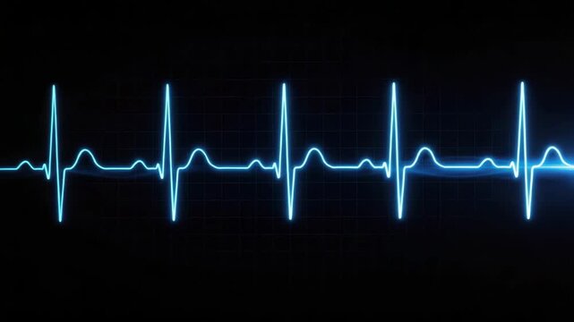 Electrocardiogram reading on a dark grid background showing heart rhythm  medical technology concept