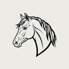 Black and White Horse Head Illustration.