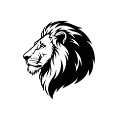 Black and White Lion Head Illustration. © Taufiq