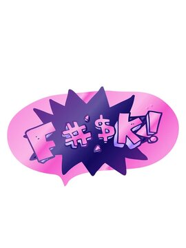 bobbing motion animation of freehand drawn speech bubble cartoon swearword