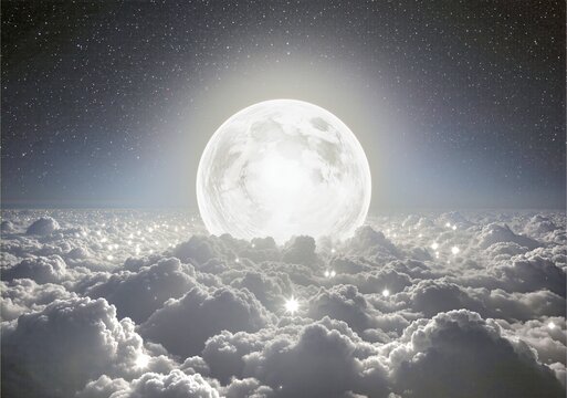 full moon over the clouds