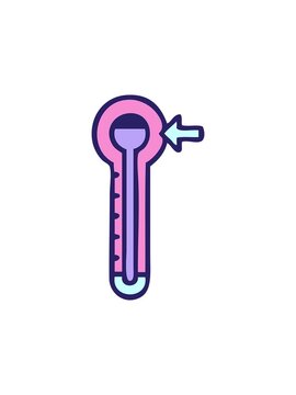 starburst effect animation of cute cartoon of a hot thermometer