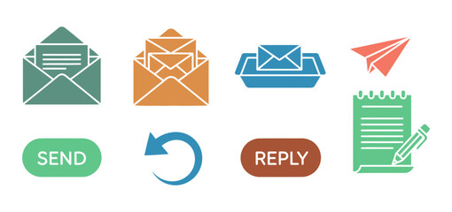 Digital Communication Solid Filled Icons Email Inbox Send Reply Button