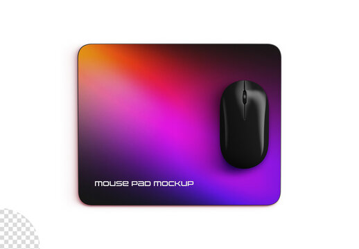 Mouse Pad Flatlay Mockup Isolated