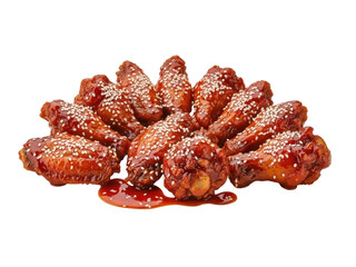 Appetizing pile of glossy sesame-glazed chicken wings for a delightful culinary experience