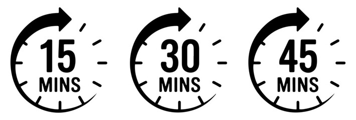 minute timer countdown icon set