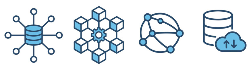 big data storage network icon set