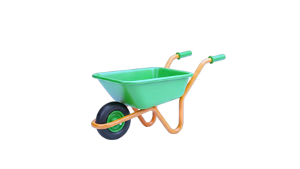 Green Wheelbarrow Isolated on White Background