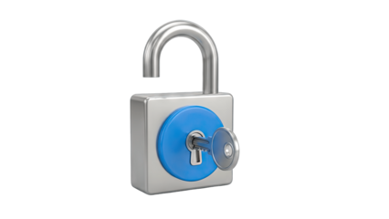 Unlocked Padlock with Key - Security Concept