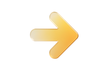 Gradient gold tinted glassmorphism arrow symbol icon floating isolated on a clean white background for modern app UI design with soft light reflections.