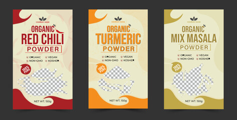 Spice Combo Pack Packaging Label Design for Pouch