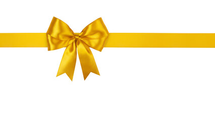 Fototapeta premium A vibrant yellow satin ribbon with an elegant bow tied in the center against a stark black background