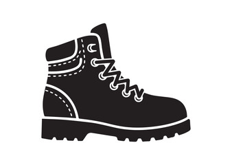 Hiking boot icon, Hiking boot Black silhouette vector