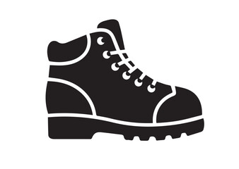 Hiking boot icon, Hiking boot Black silhouette vector