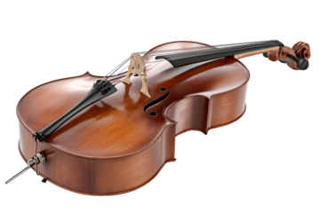Classic wooden cello musical instrument on transparent background isolated with clipping path