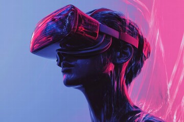 Minimal digital portrait with vr device