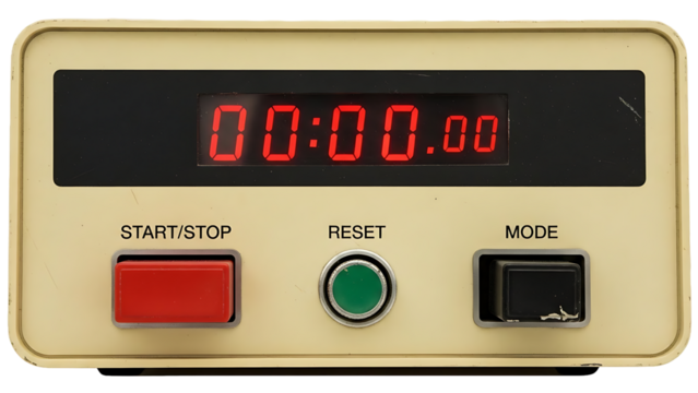 Digital laboratory timer isolated on transparent background representing precision timing, scientific experiments, research equipment, countdown measurement tools and classic digital control devices - Powered by Adobe