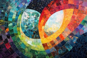 Geometric abstract swirl with modern color design