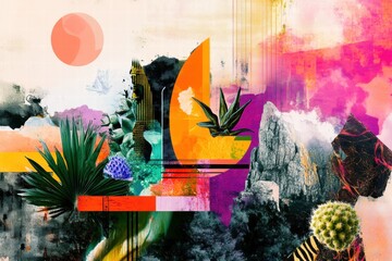 Artistic abstract portrait with floral color crown