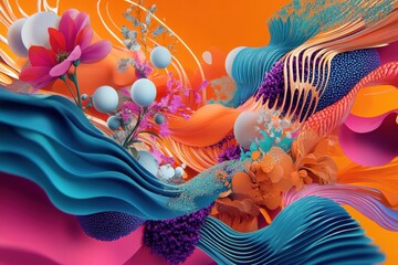 Organic abstract composition with flowing shapes