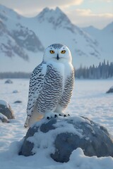 snowy owl in snow