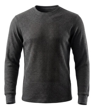 Charcoal grey long sleeve thermal top with a waffle texture.