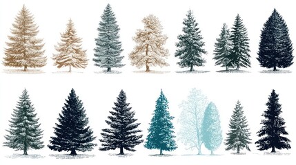 Fototapeta premium Fir tree and pine icon vector set for winter and Christmas themes