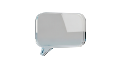 Modern transparent glass chat bubble emoji icon featuring subtle gradients and refractions ideal for contemporary social media interface designs