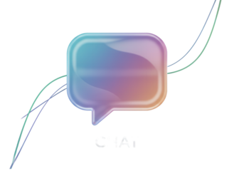 Modern transparent glass chat bubble emoji icon featuring subtle gradients and refractions ideal for contemporary social media interface designs