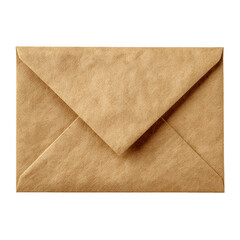 Brown kraft paper envelope, closed mail isolated on transparent background, top view