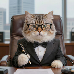 Feline CEO in the Office