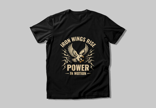 Iron Wings Rise Power In Motion Eagle T Shirt Design Layout
