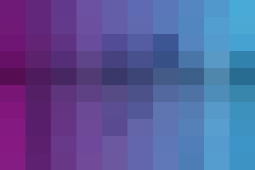 Obraz premium Abstract digital pixel mosaic background with a smooth color gradient transitioning from vibrant purple to soft blue squares, modern geometric art.