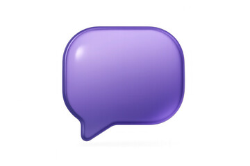 Fototapeta premium Transparent deep violet glassmorphism message bubble icon floating isolated on a clean white background for modern app UI design with soft light reflections.