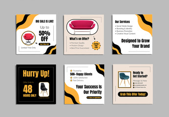 Furniture Sale Social Media Post Template Set