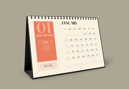 Stylish 2026 Desk Calendar Design Layout