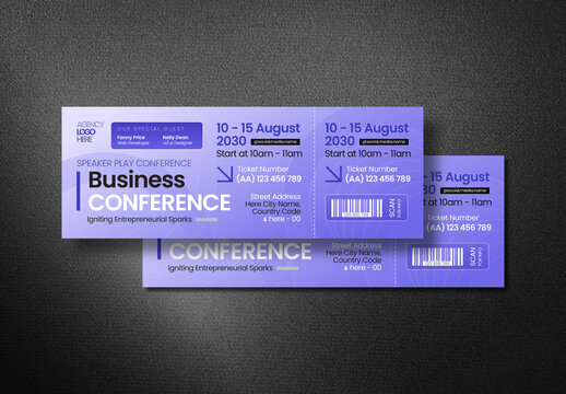 Modern Business Conference Event Ticket Template, Professional Admission Pass Design