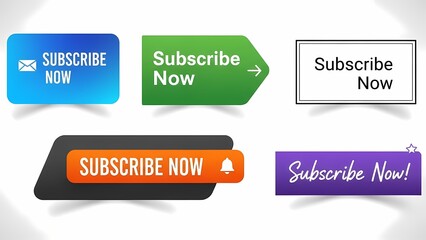 Collection of colorful subscribe now buttons for website