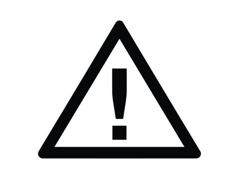 Simple black and white warning sign with an exclamation point inside
