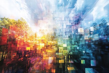 Abstract city mosaic with vibrant texture