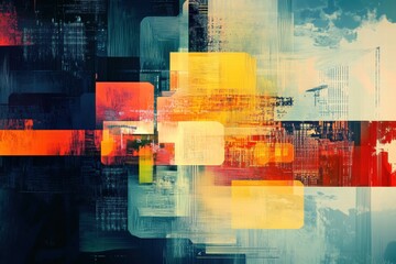 Minimal abstract composition with warm squares