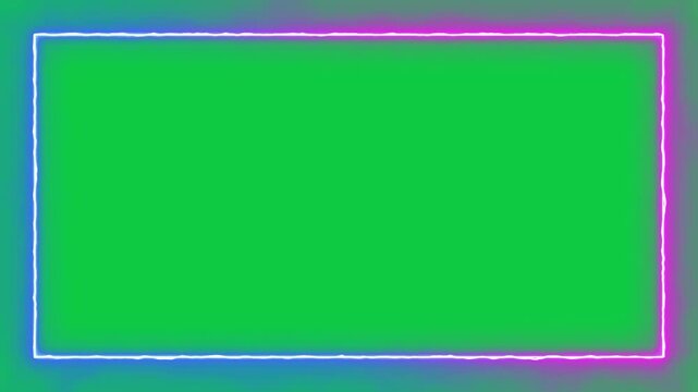 neon lights pink and blue border frame green screen animation,chroma key abstract technology and streaming social media motion design element