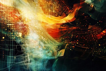 Expressive abstract burst with golden accents