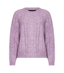 Blank long sleeve sweatshirt mockup front view, pink color women's Sweater isolated on transparent background, stylish long-length Pink Cable Knit Sweater