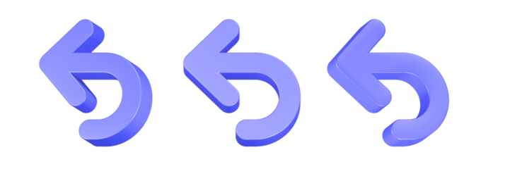 arrow back 3d rendering icon blue color