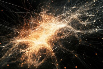 Abstract lightning burst with golden energy