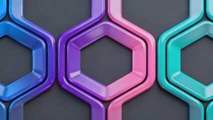 Colorful hexagonal geometric pattern with gradient surfaces